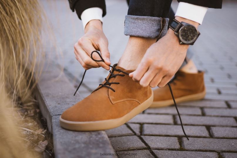 Heren Be Lenka schoenen op blote voeten glijden 08T6T73 kaneel bruin