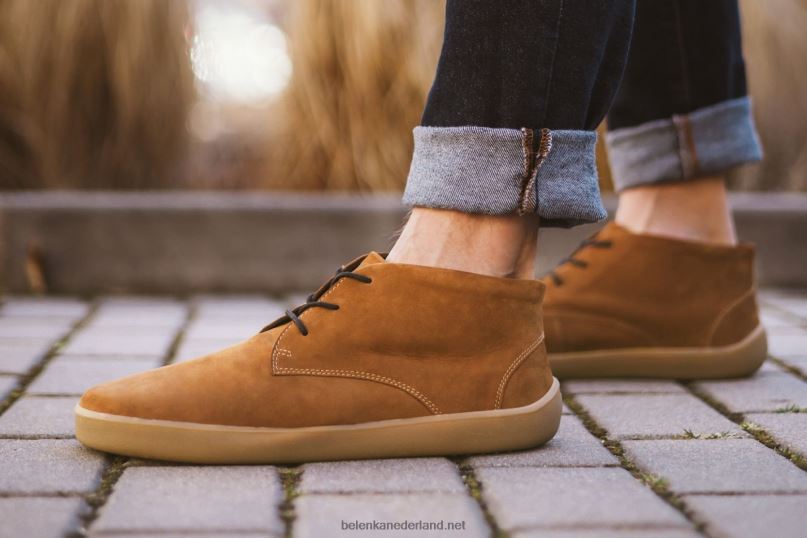Heren Be Lenka schoenen op blote voeten glijden 08T6T73 kaneel bruin
