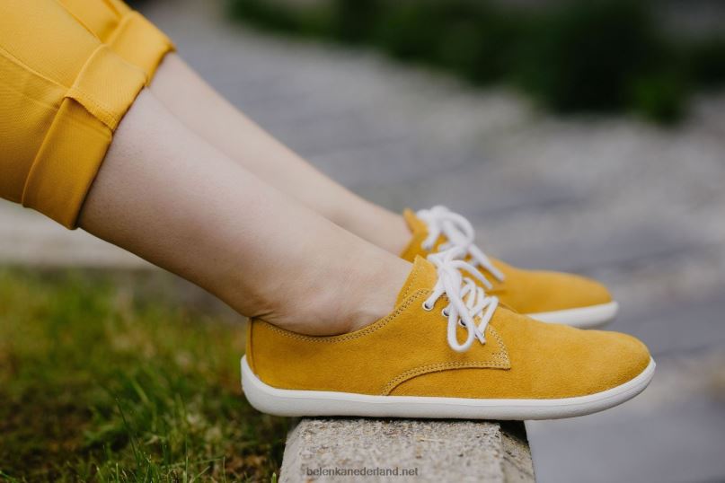 Heren Be Lenka schoenen op blote voeten - stad 08T6T121 mosterd & wit