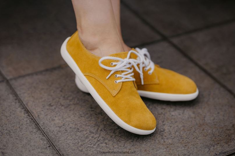 Heren Be Lenka schoenen op blote voeten - stad 08T6T121 mosterd & wit