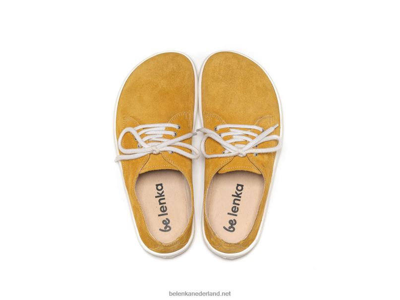 Heren Be Lenka schoenen op blote voeten - stad 08T6T121 mosterd & wit
