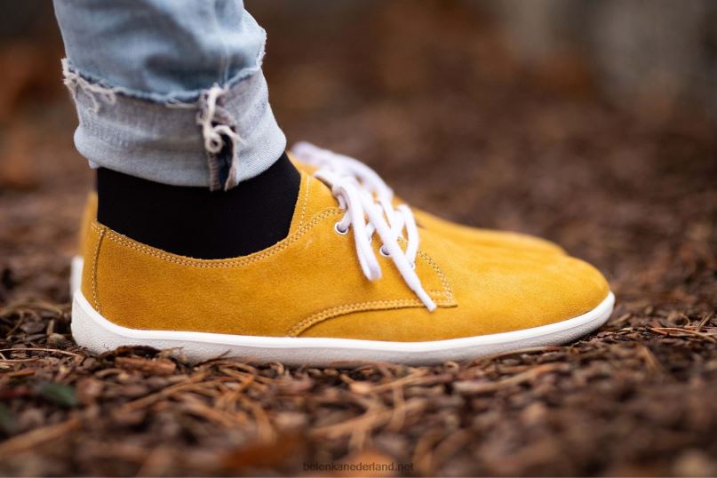 Heren Be Lenka schoenen op blote voeten - stad 08T6T121 mosterd & wit