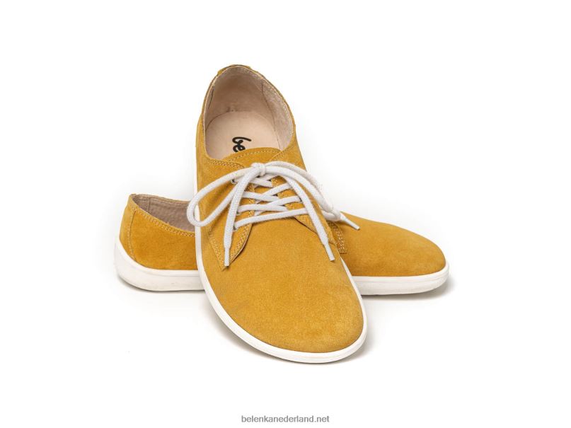 Heren Be Lenka schoenen op blote voeten - stad 08T6T121 mosterd & wit