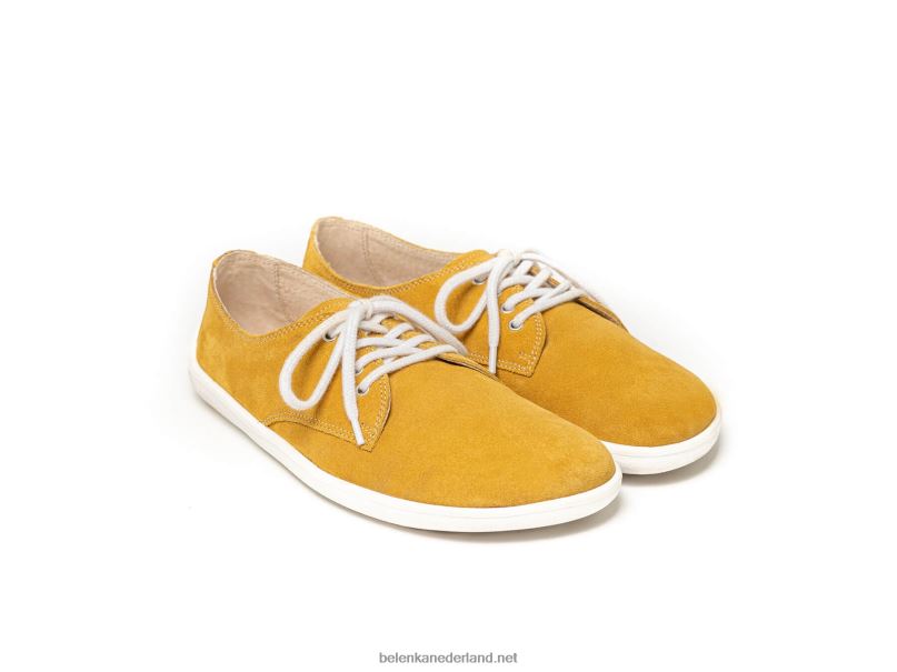 Heren Be Lenka schoenen op blote voeten - stad 08T6T121 mosterd & wit