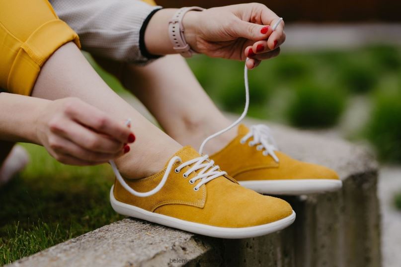 Heren Be Lenka schoenen op blote voeten - stad 08T6T121 mosterd & wit