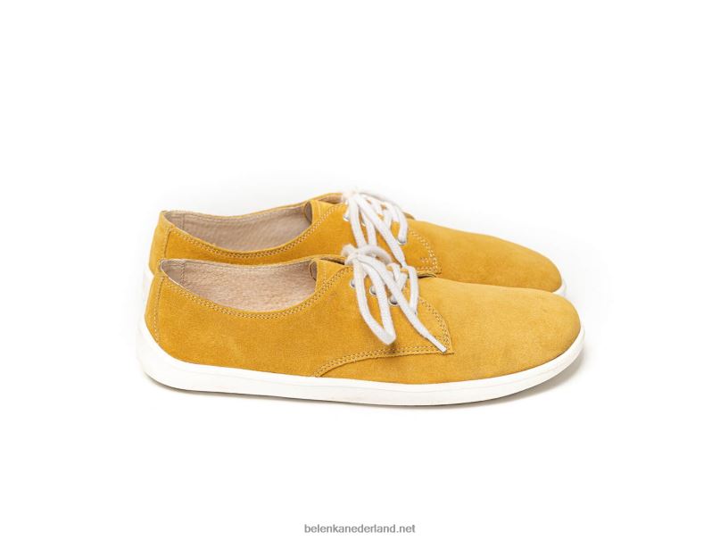 Heren Be Lenka schoenen op blote voeten - stad 08T6T121 mosterd & wit