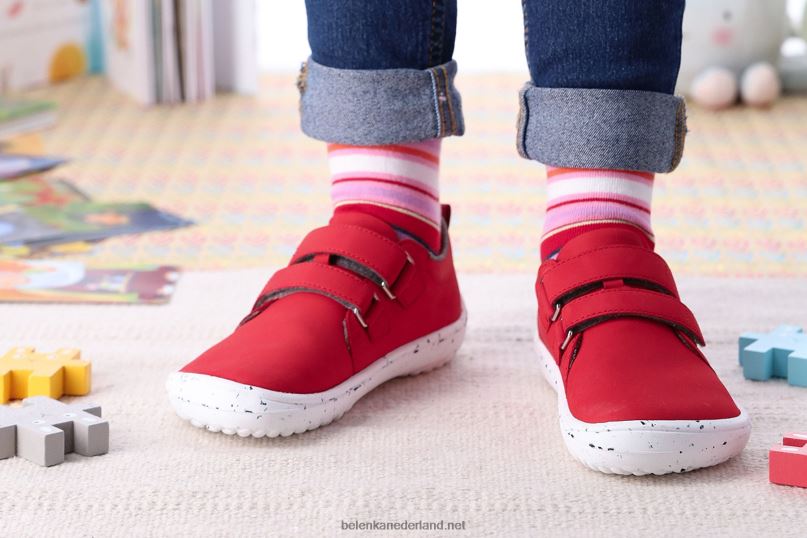 Be Lenka kinderen op blote voeten vrolijk 08T6T212 rood Wit