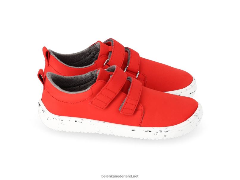 Be Lenka kinderen op blote voeten vrolijk 08T6T212 rood Wit