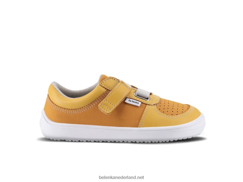 Be Lenka kindersneakers op blote voeten - vloeiend 08T6T198 mosterd & mango
