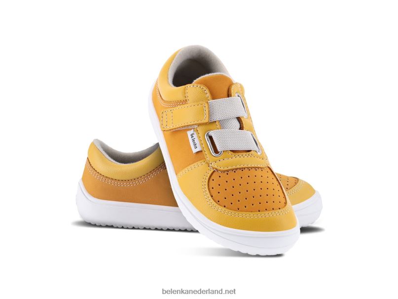 Be Lenka kindersneakers op blote voeten - vloeiend 08T6T198 mosterd & mango