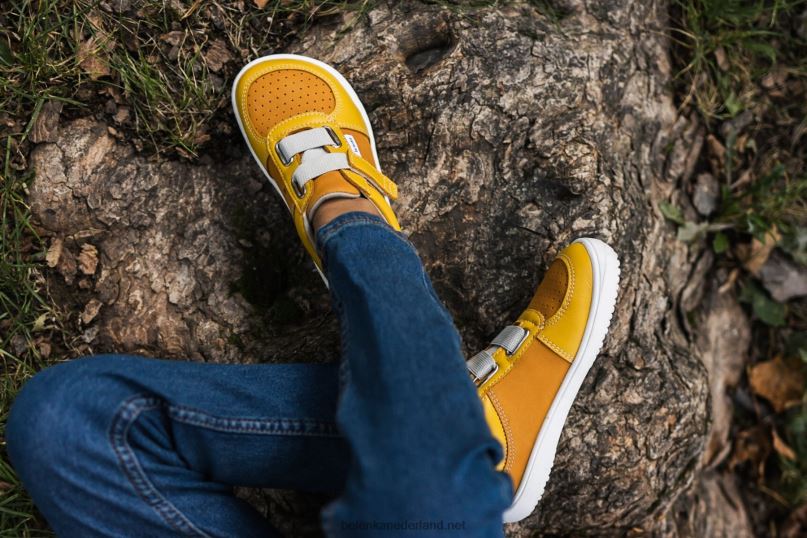 Be Lenka kindersneakers op blote voeten - vloeiend 08T6T198 mosterd & mango