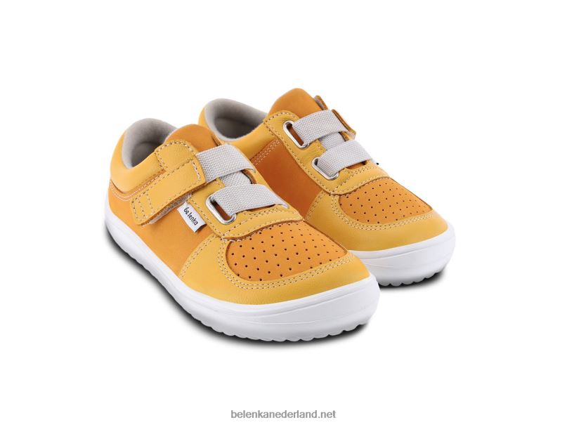 Be Lenka kindersneakers op blote voeten - vloeiend 08T6T198 mosterd & mango
