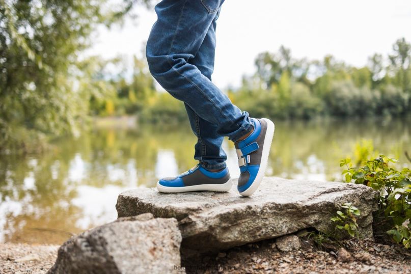 Be Lenka kindersneakers op blote voeten - vloeiend 08T6T199 blauw grijs