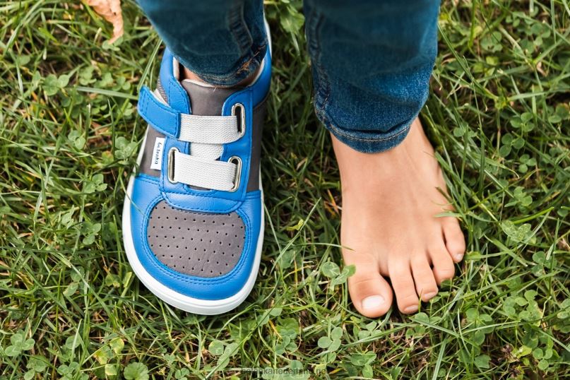 Be Lenka kindersneakers op blote voeten - vloeiend 08T6T199 blauw grijs