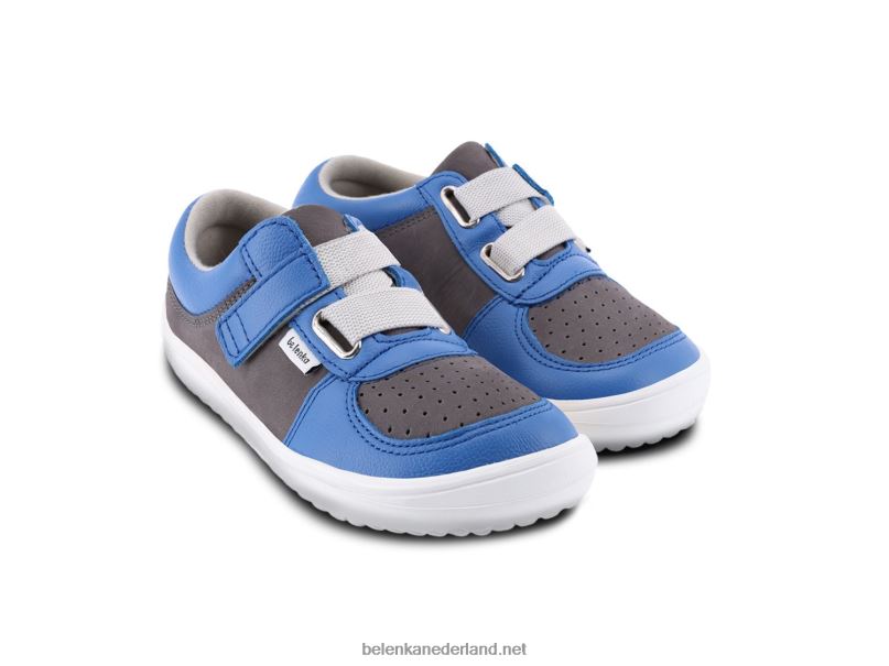 Be Lenka kindersneakers op blote voeten - vloeiend 08T6T199 blauw grijs