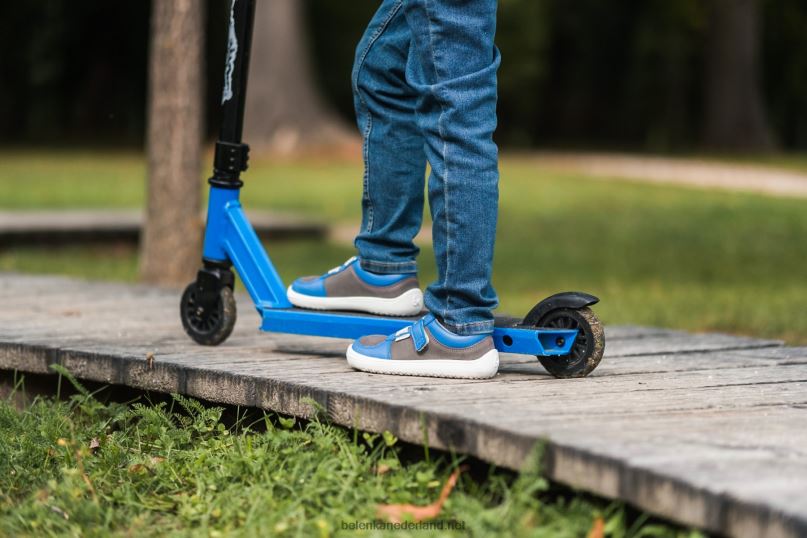 Be Lenka kindersneakers op blote voeten - vloeiend 08T6T199 blauw grijs