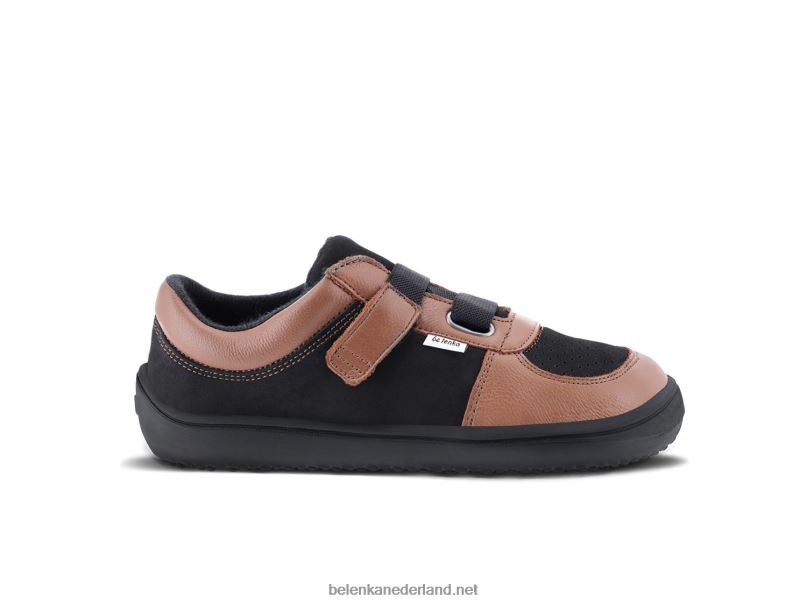 Be Lenka kindersneakers op blote voeten - vloeiend 08T6T201 bruin zwart