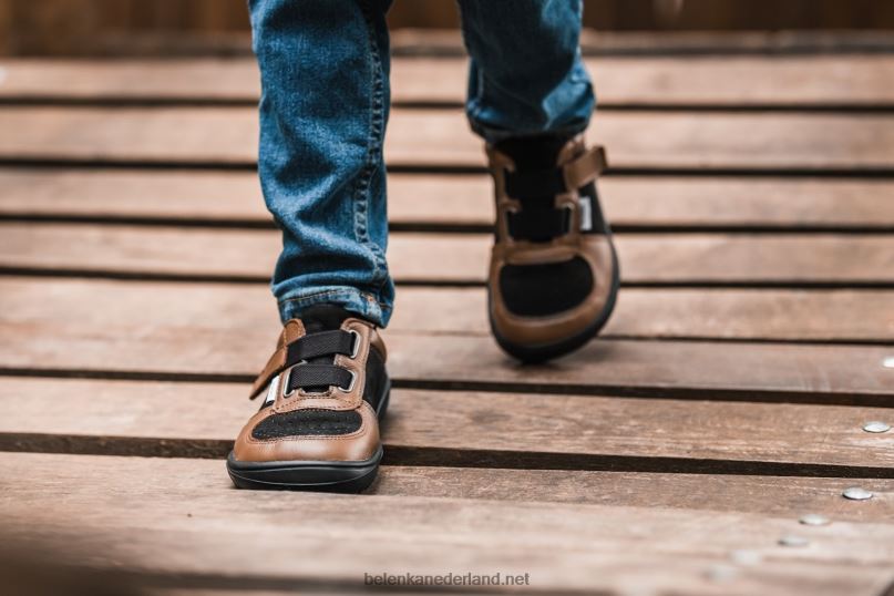 Be Lenka kindersneakers op blote voeten - vloeiend 08T6T201 bruin zwart