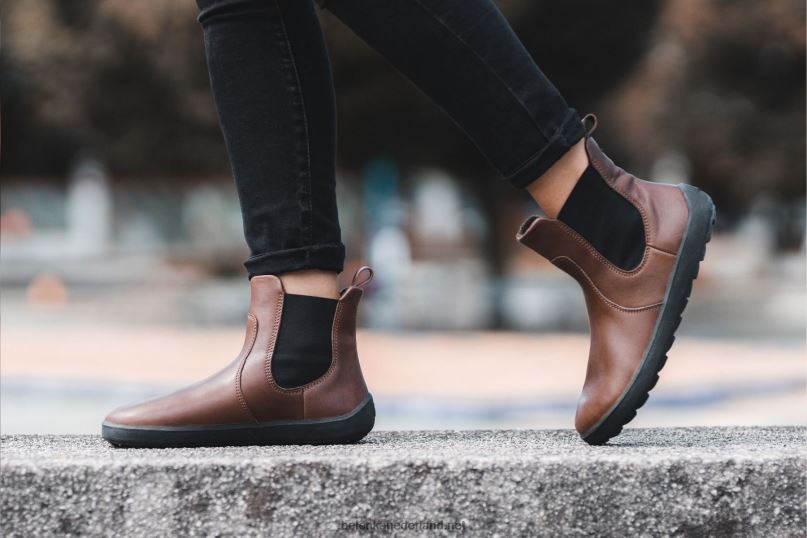 vrouwen Be Lenka laarzen op blote voeten lokken 08T6T129 donker bruin