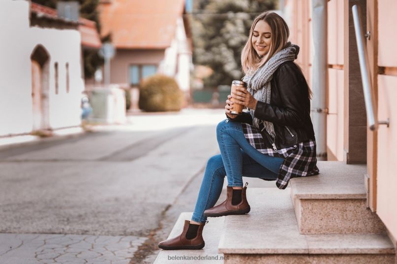 vrouwen Be Lenka laarzen op blote voeten lokken 08T6T129 donker bruin