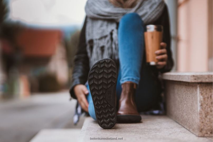 vrouwen Be Lenka laarzen op blote voeten lokken 08T6T129 donker bruin