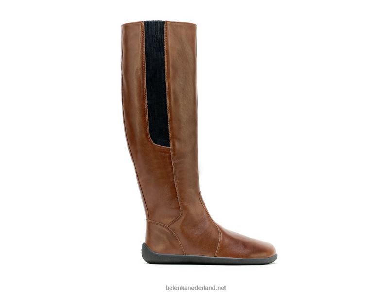 vrouwen Be Lenka barefoot lange laarzen sierra 08T6T154 donker bruin