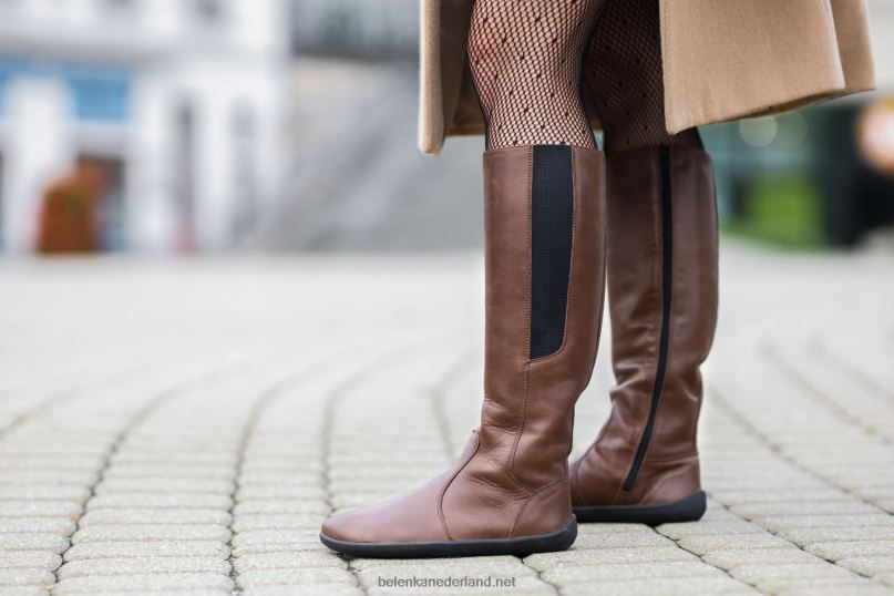 vrouwen Be Lenka barefoot lange laarzen sierra 08T6T154 donker bruin