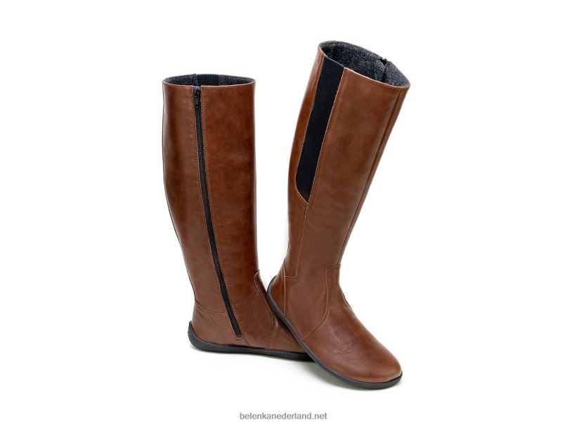 vrouwen Be Lenka barefoot lange laarzen sierra 08T6T154 donker bruin