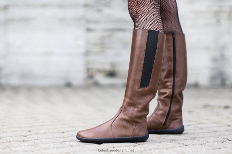 vrouwen Be Lenka barefoot lange laarzen sierra 08T6T154 donker bruin