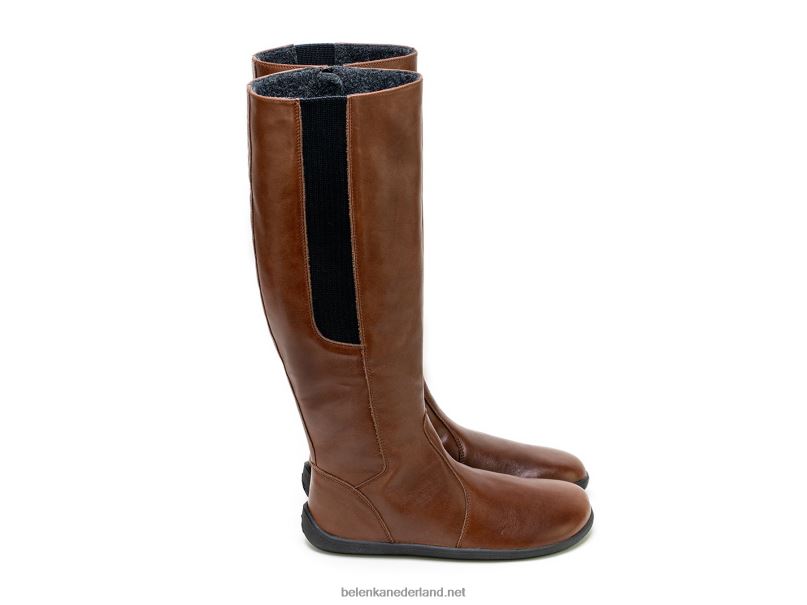vrouwen Be Lenka barefoot lange laarzen sierra 08T6T154 donker bruin