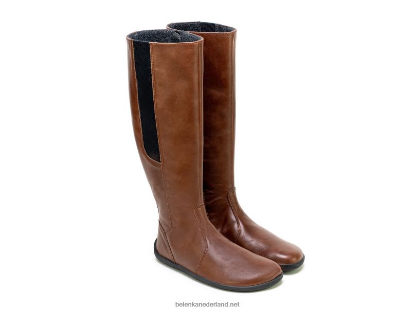 vrouwen Be Lenka barefoot lange laarzen sierra 08T6T154 donker bruin