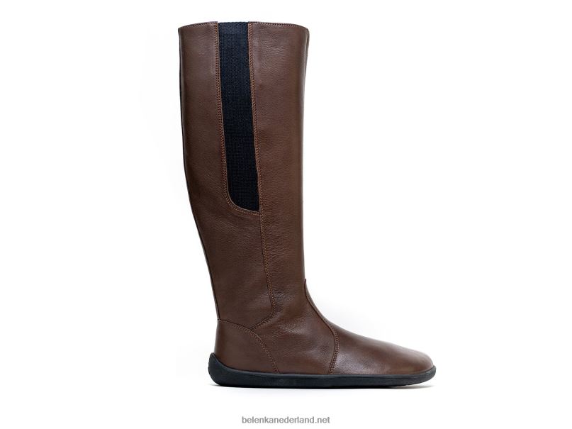 vrouwen Be Lenka barefoot lange laarzen sierra 08T6T155 donkere chocolade