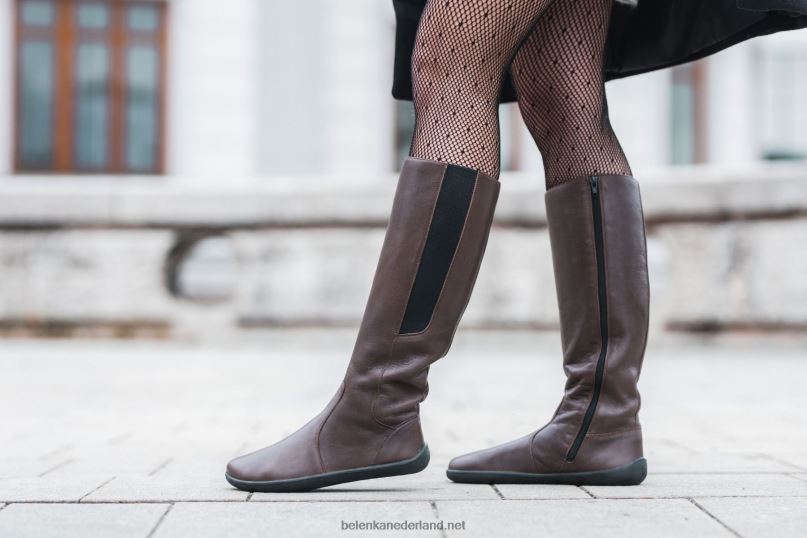 vrouwen Be Lenka barefoot lange laarzen sierra 08T6T155 donkere chocolade
