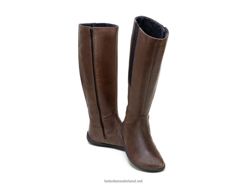 vrouwen Be Lenka barefoot lange laarzen sierra 08T6T155 donkere chocolade