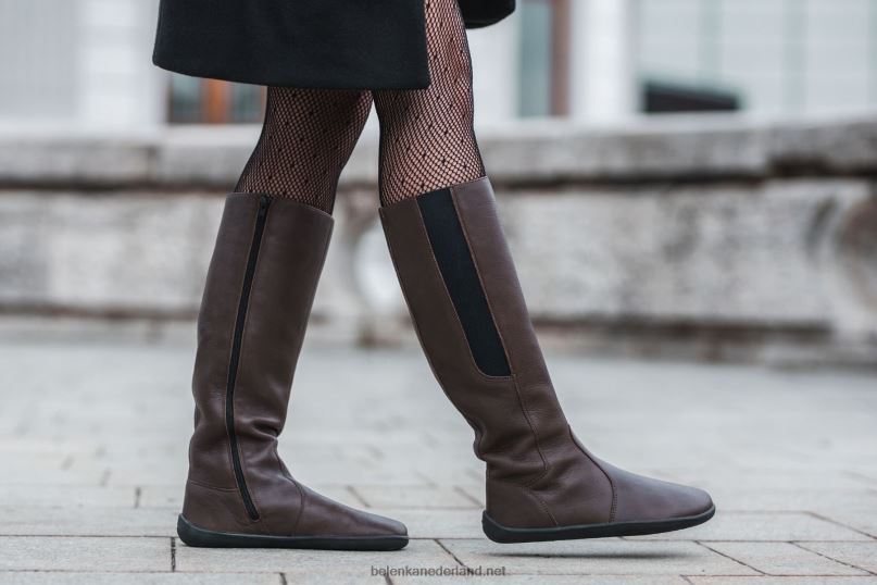 vrouwen Be Lenka barefoot lange laarzen sierra 08T6T155 donkere chocolade