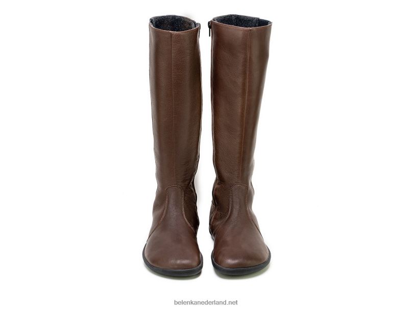 vrouwen Be Lenka barefoot lange laarzen sierra 08T6T155 donkere chocolade