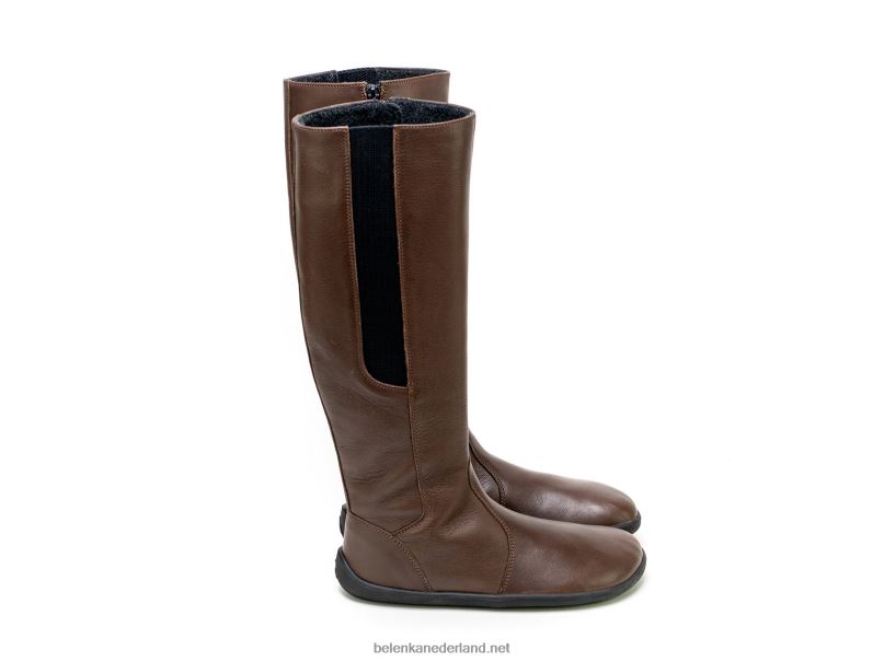 vrouwen Be Lenka barefoot lange laarzen sierra 08T6T155 donkere chocolade