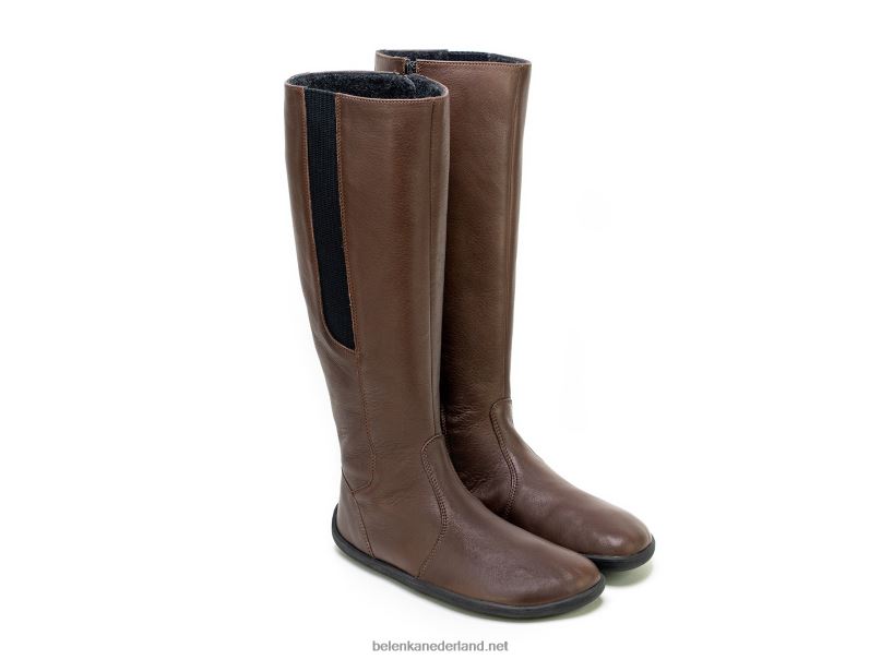 vrouwen Be Lenka barefoot lange laarzen sierra 08T6T155 donkere chocolade