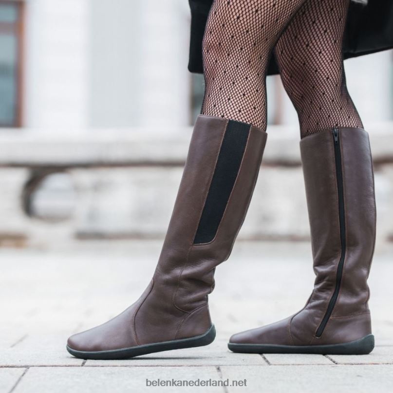 vrouwen Be Lenka barefoot lange laarzen sierra 08T6T155 donkere chocolade