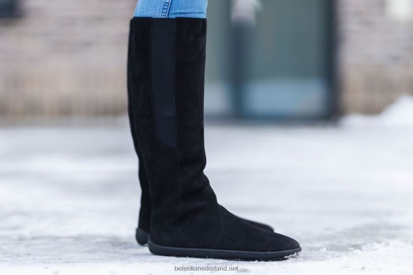 vrouwen Be Lenka barefoot lange laarzen sierra 08T6T156 mat zwart