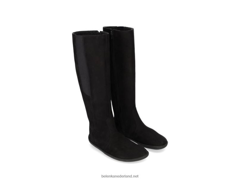 vrouwen Be Lenka barefoot lange laarzen sierra 08T6T156 mat zwart