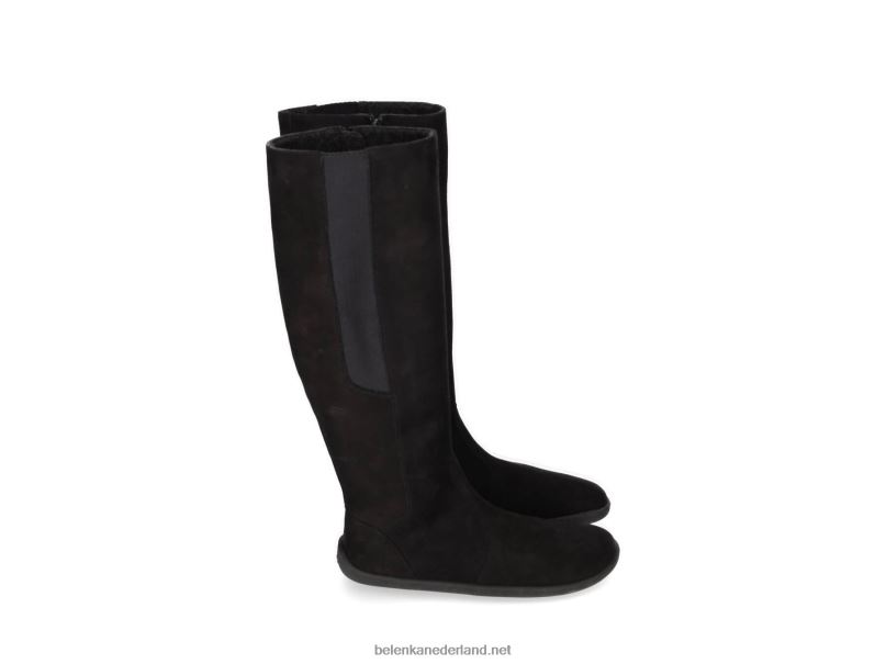 vrouwen Be Lenka barefoot lange laarzen sierra 08T6T156 mat zwart