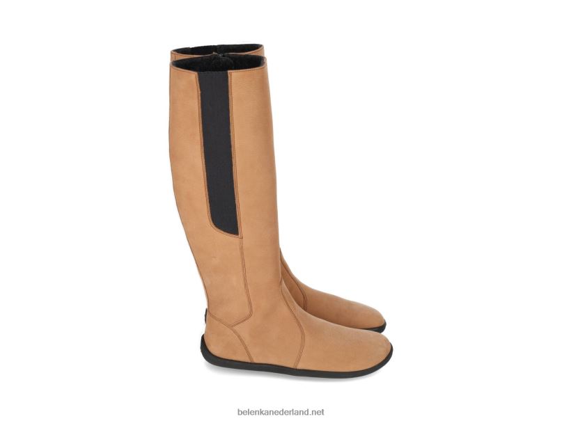 vrouwen Be Lenka barefoot lange laarzen sierra 08T6T157 lichtbruin
