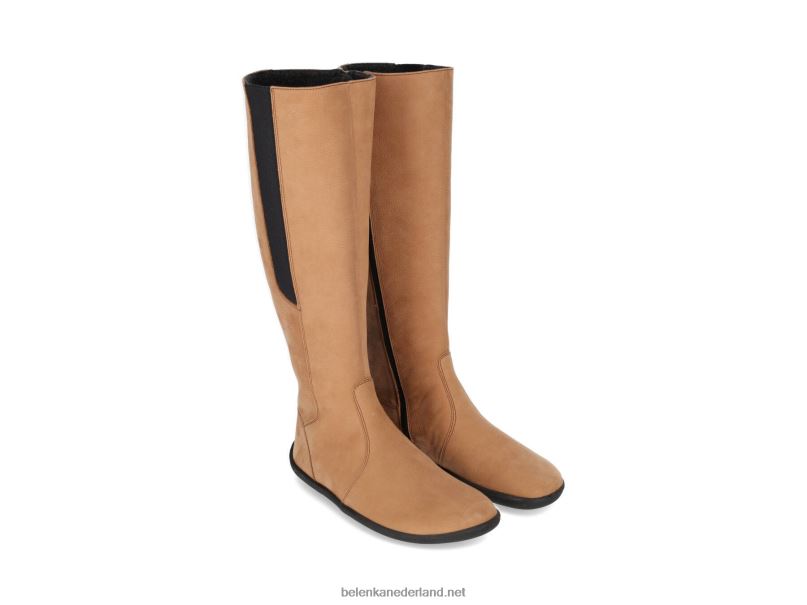 vrouwen Be Lenka barefoot lange laarzen sierra 08T6T157 lichtbruin