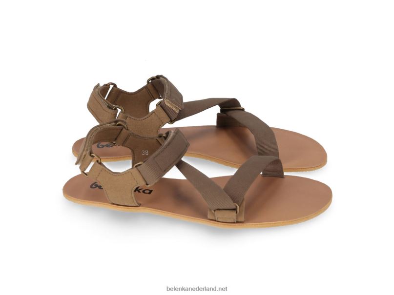 vrouwen Be Lenka sandalen op blote voeten - flexi 08T6T176 olijfgroen