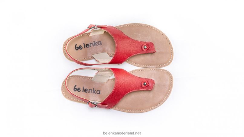 vrouwen Be Lenka sandalen op blote voeten - promenade 08T6T144 rood