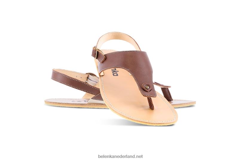 vrouwen Be Lenka sandalen op blote voeten - promenade 08T6T148 donker bruin