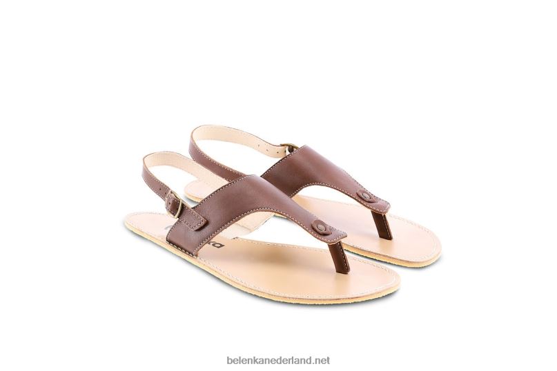 vrouwen Be Lenka sandalen op blote voeten - promenade 08T6T148 donker bruin