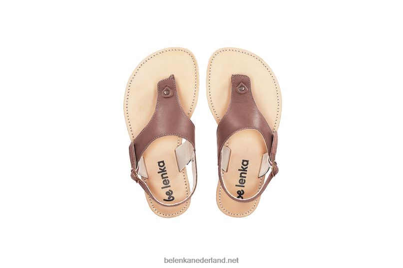 vrouwen Be Lenka sandalen op blote voeten - promenade 08T6T148 donker bruin