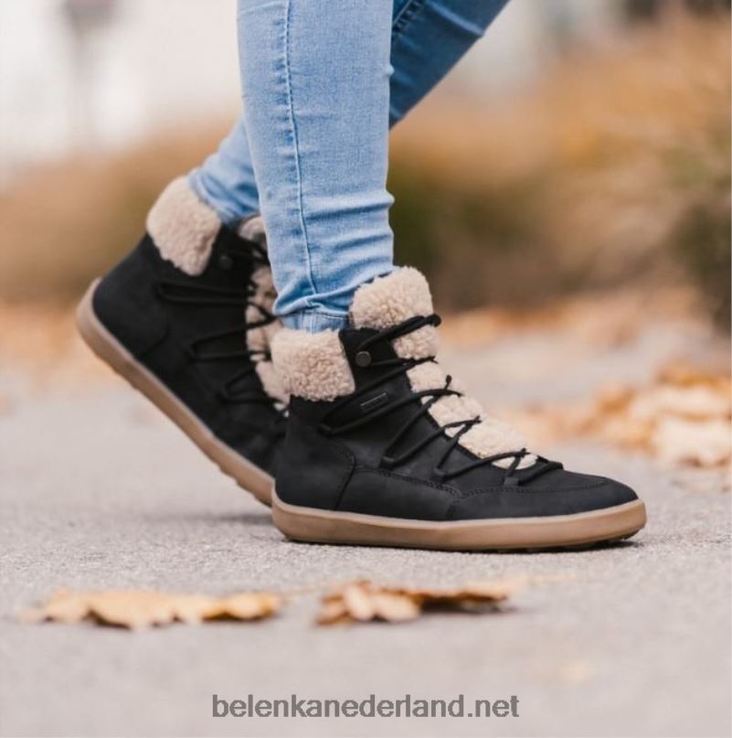 vrouwen Be Lenka winterlaarzen op blote voeten gelukzaligheid 08T6T142 zwart